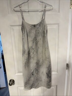 Calvin Klein Marble Gray Satin Slip Midi Dress